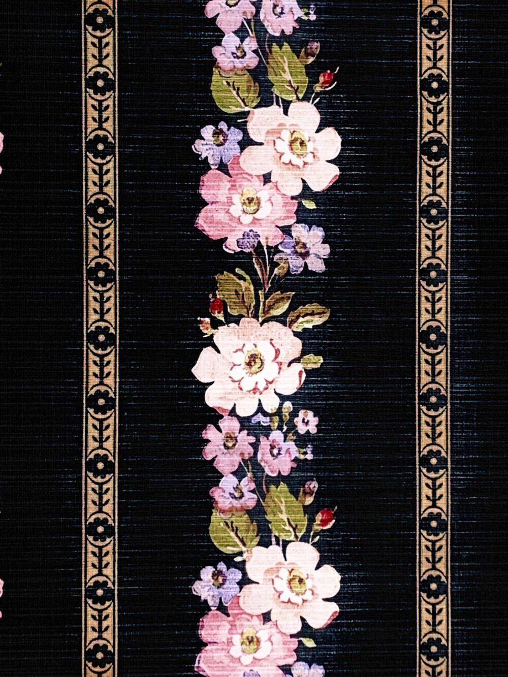 Black striped floral wallpaper 4