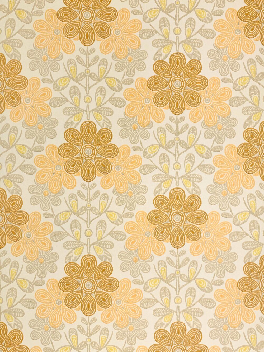 Vintage orange floral wallpaper