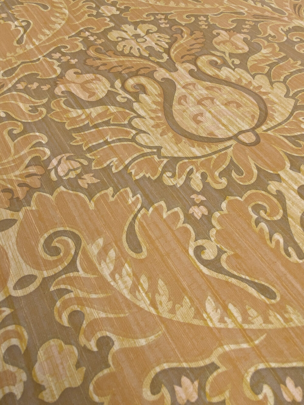 1980s Brown Baroque Vinyl Wallpaper 5