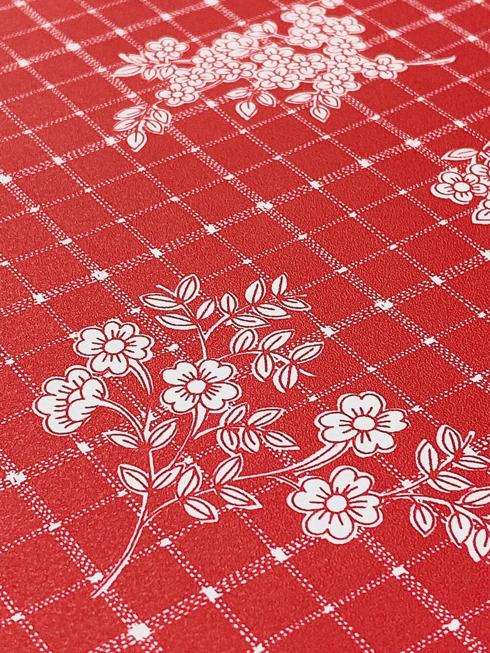 Check flower vinyl wallpaper 1