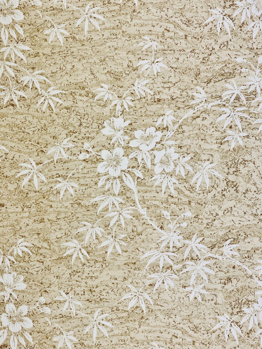 Floral Wallpaper White Flowers on Cork 3