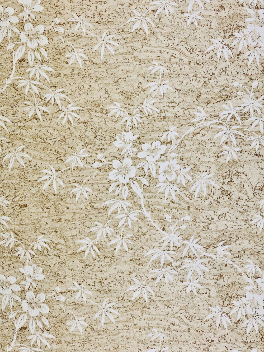 Floral Wallpaper White Flowers on Cork 1