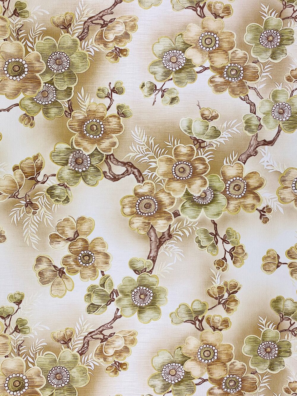 Green and brown floral wallpaper 2