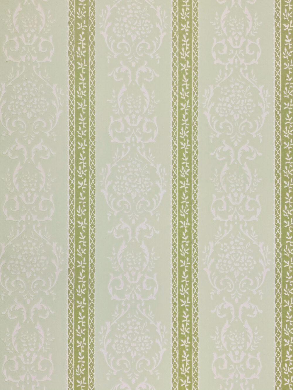 Green Floral Stripe Wallpaper | Vintage Wallpapers - Online Shop