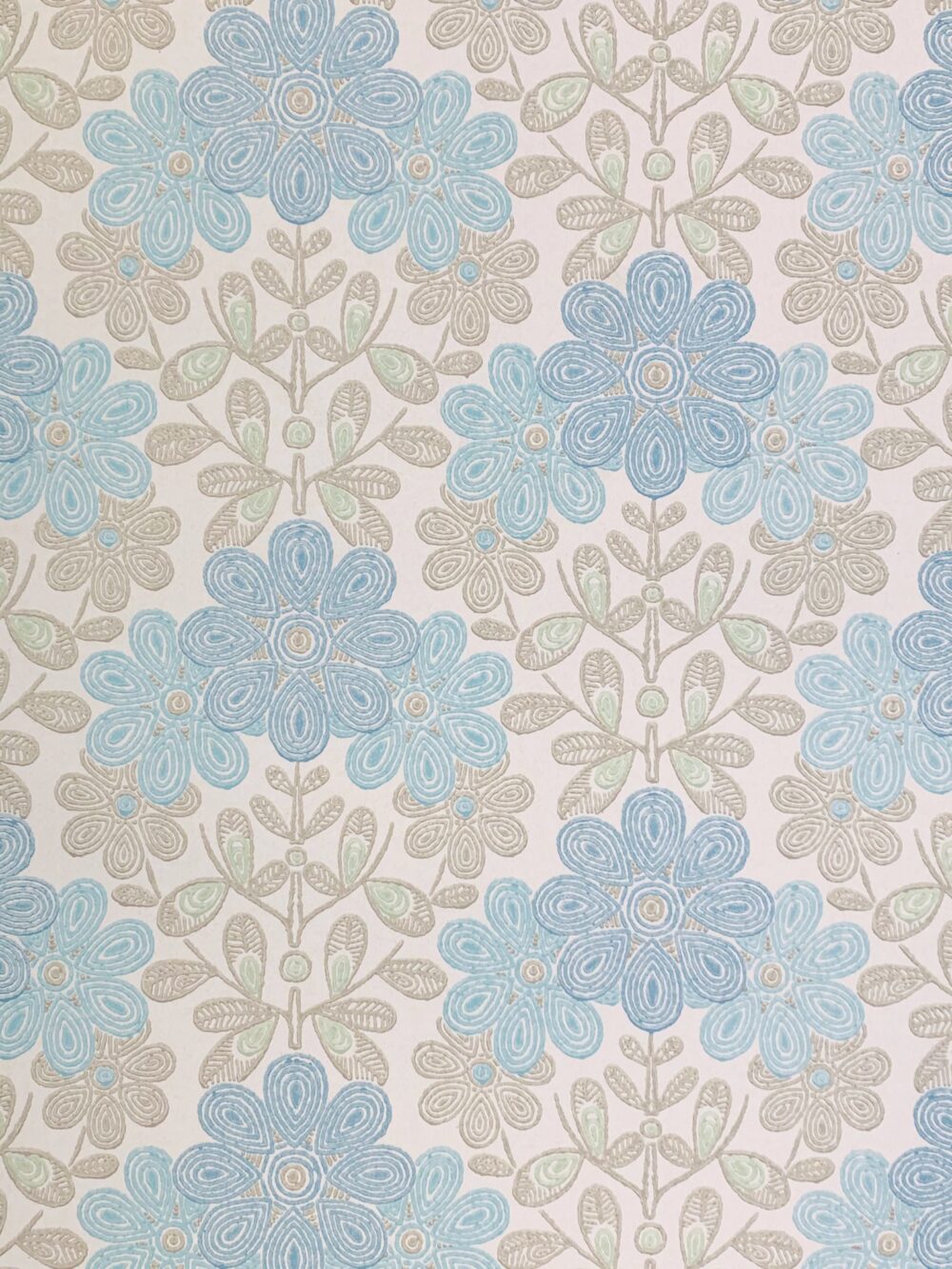 Vintage blue floral wallpaper 1