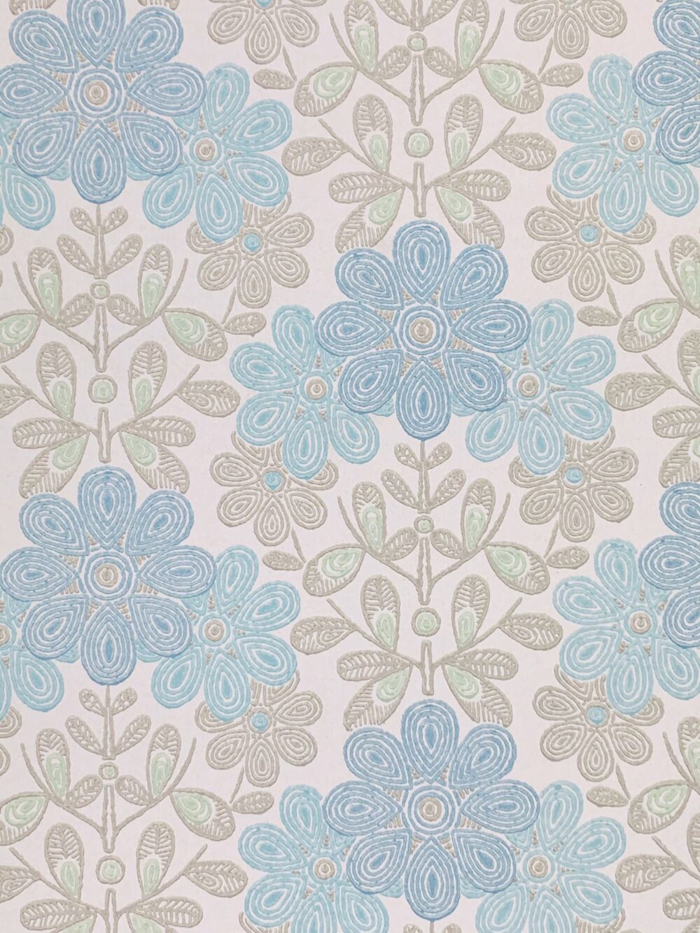 Vintage blue floral wallpaper 3