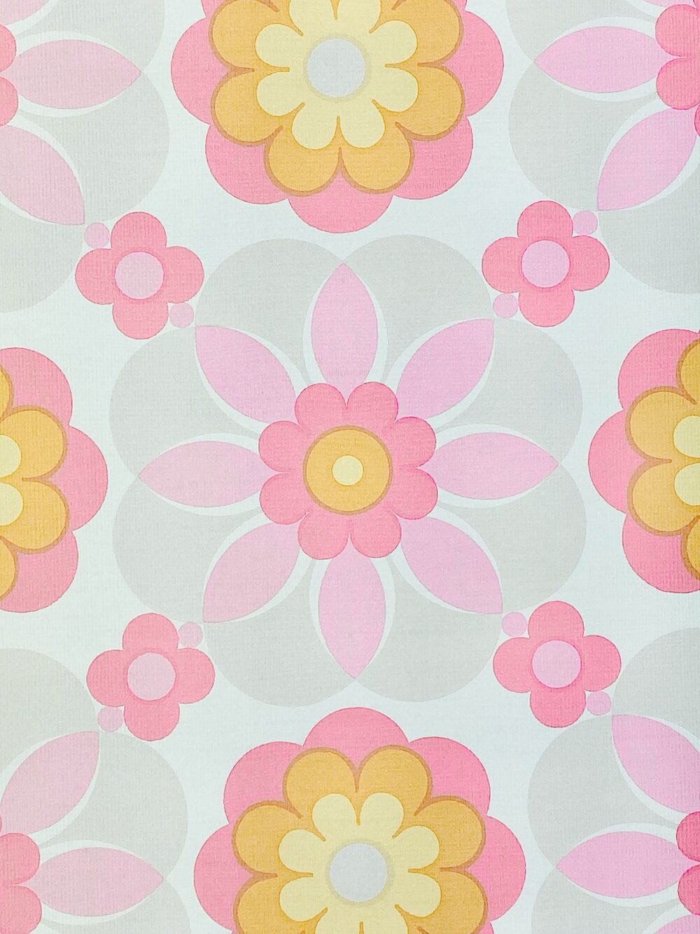 Retro flower pattern wallpaper pink and orange5