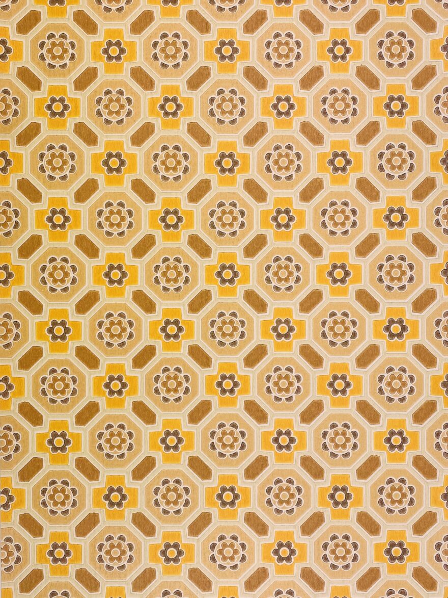 Retro Geometric Wallpaper Orange and Brown 1