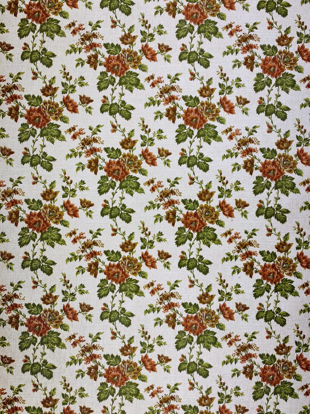 Vintage brown and green floral wallpaper 1