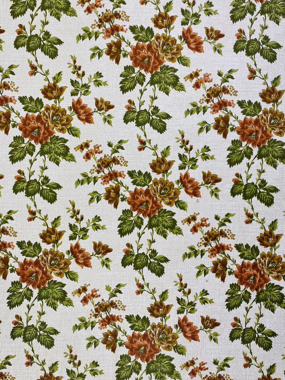 Vintage brown and green floral wallpaper 5