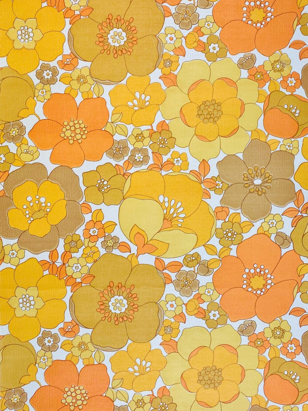 Vintage Floral Wallpaper Orange and Brown 1