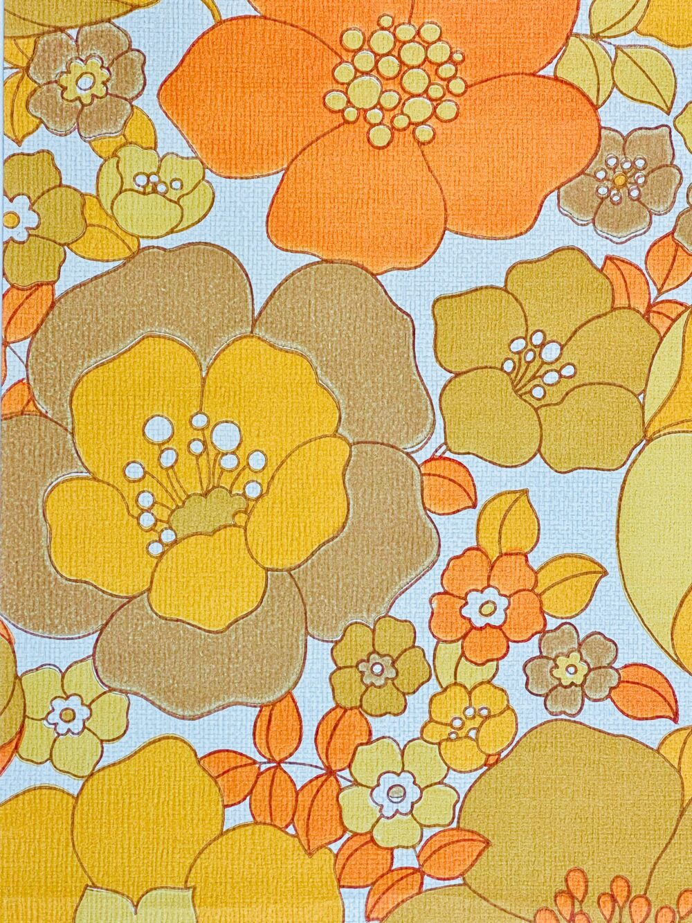 Vintage Floral Wallpaper Orange and Brown 7