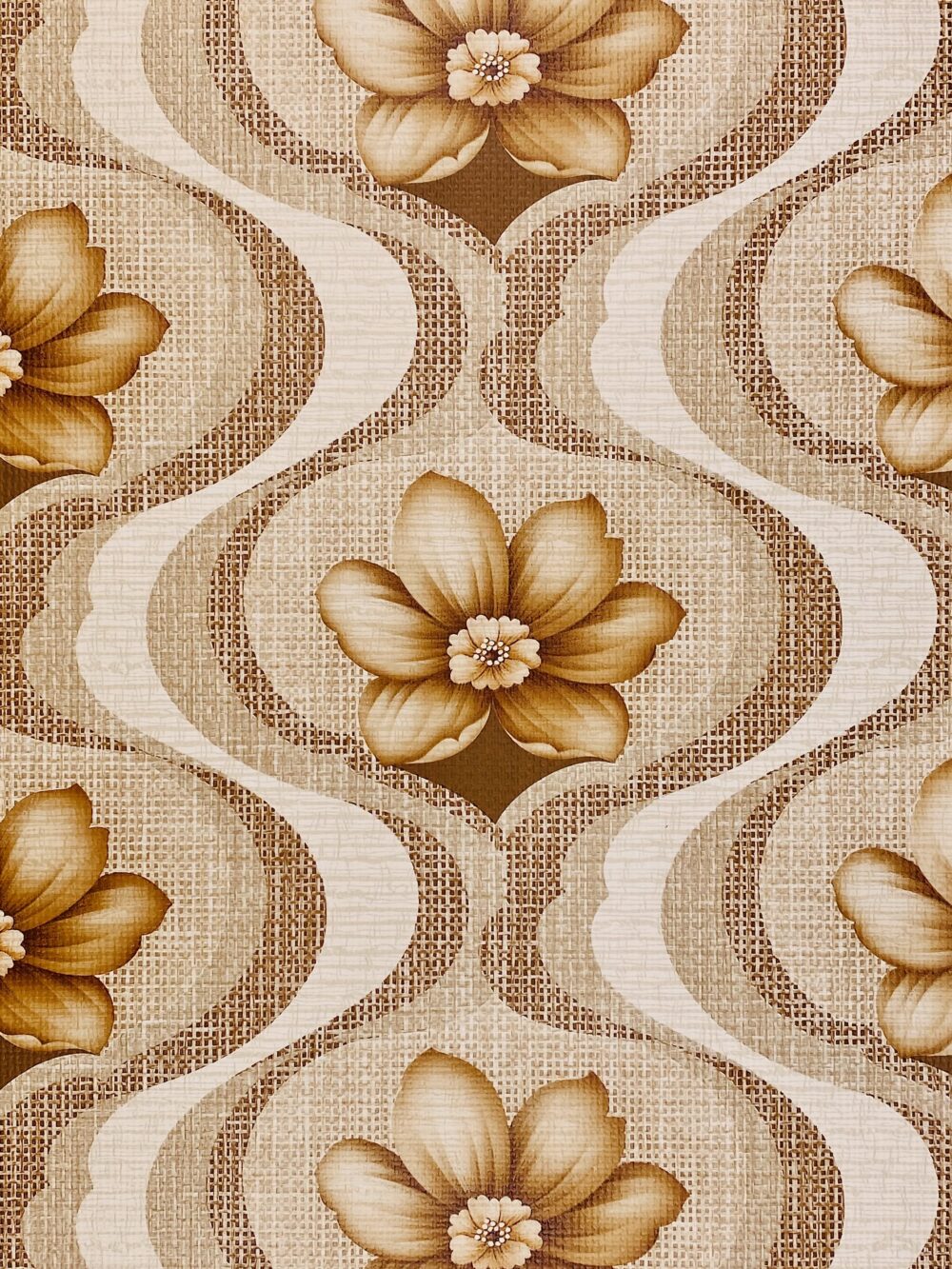 Vintage Geometric Flower Wallpaper 1970s 8