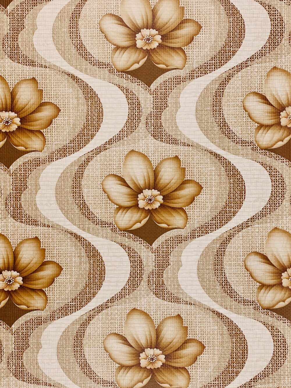 Vintage Geometric Flower Wallpaper 1970s 9