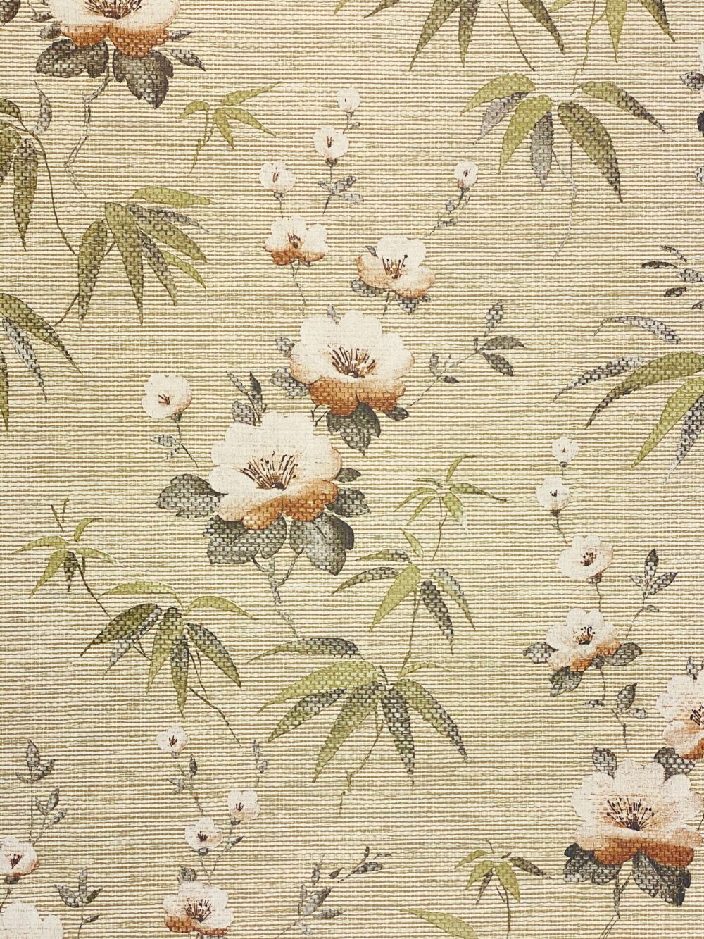 Vintage Green Bamboo Floral Wallpaper4