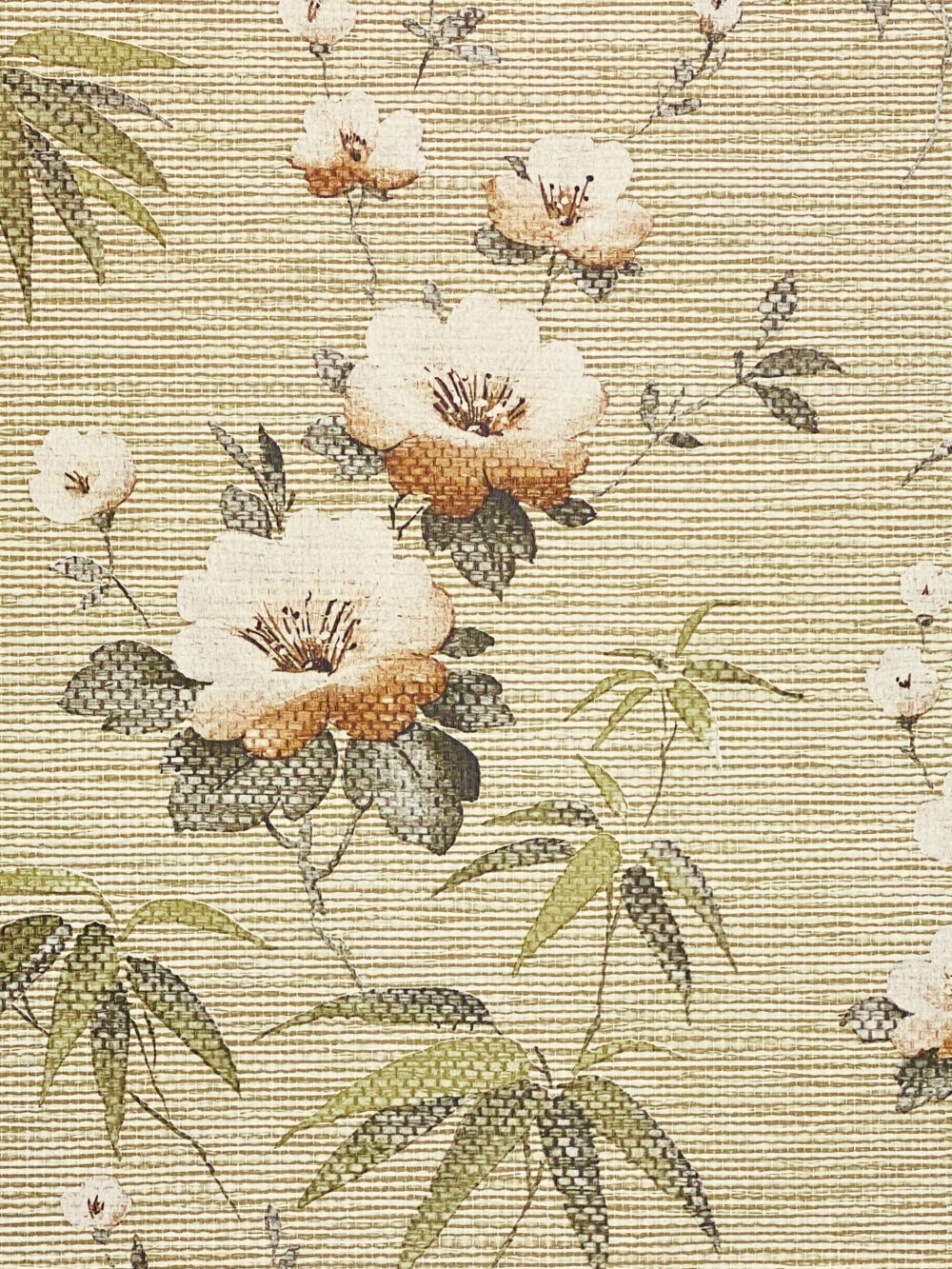 Vintage Green Bamboo Floral Wallpaper6