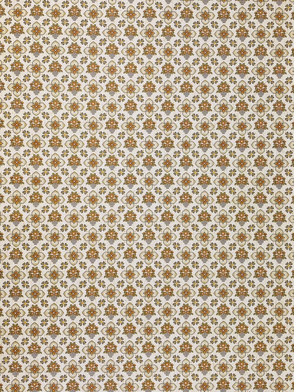 Vintage Orange and Green Floral Wallpaper 1